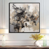 Grey Black Inner Worlds Of Marble III - Abstract Canvas Wall Art