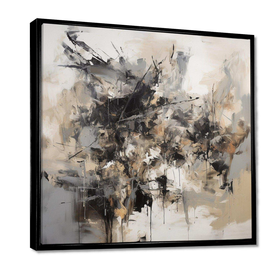Grey Black Inner Worlds Of Marble III - Abstract Canvas Wall Art