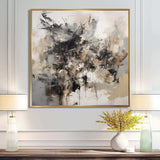 Grey Black Inner Worlds Of Marble III - Abstract Canvas Wall Art