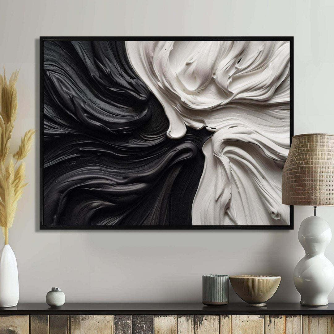 Black White Marbled Dreamscape IV - Abstract Canvas Wall Art
