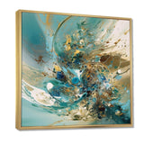 Turquoise Yellow Captivating Liquid Ink - Abstract Canvas Wall Art