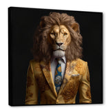 Yellow Lion In Suit - Lion Fashion Canvas Wall Art
