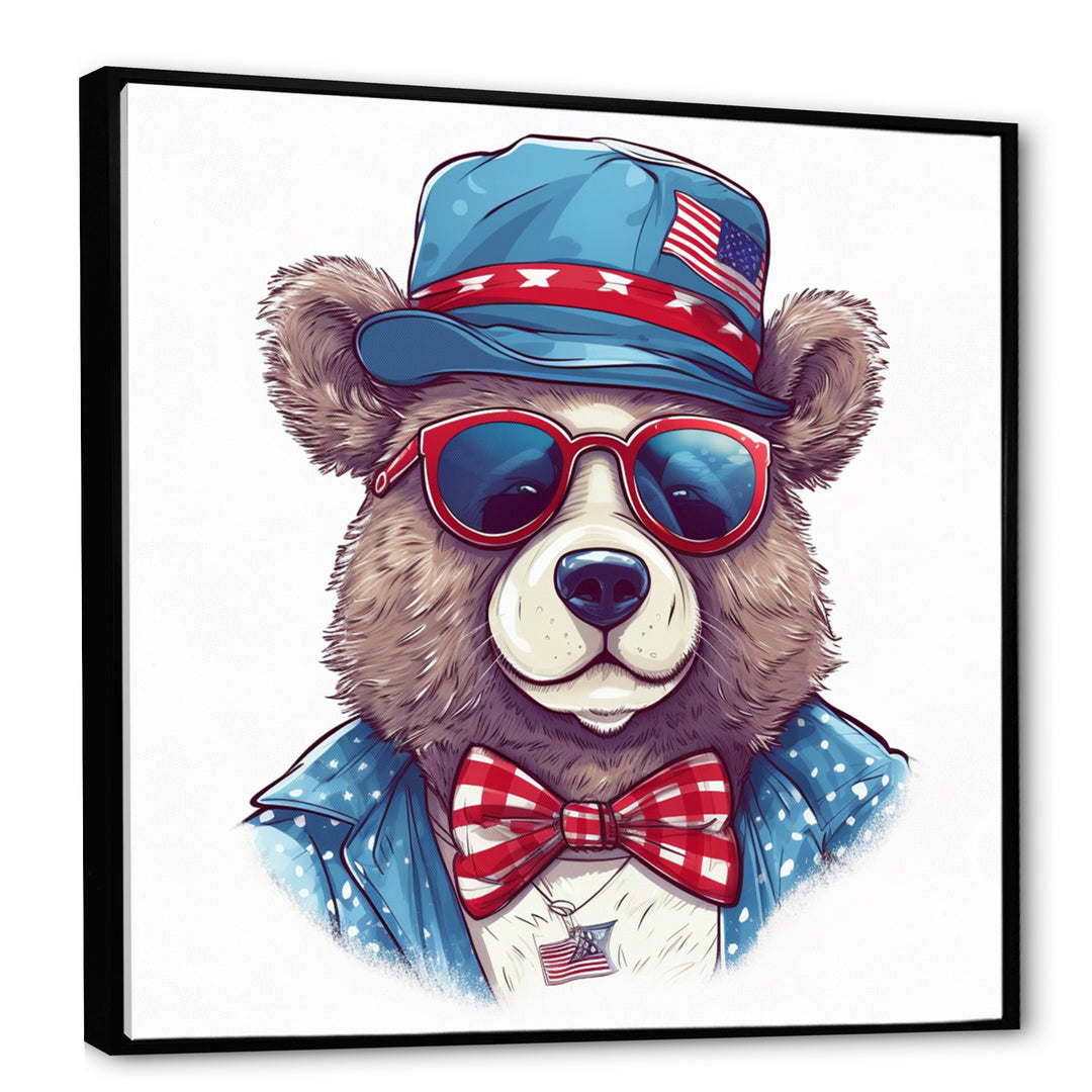 Blue Bear Portrait With Hat - Bear Wall Art Prints