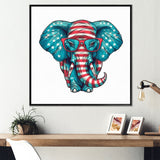 Blue Red Elephant With Glasses - Blue Elephant Fashion Wall Art