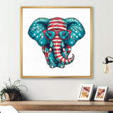 Blue Red Elephant With Glasses - Blue Elephant Fashion Wall Art