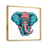 Blue Red Elephant With Glasses - Blue Elephant Fashion Wall Art