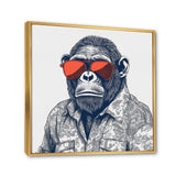Grey Orange Monkey With Sunglasses - Monkey Fashion Framed Canvas Art