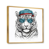 Blue Grey Tiger With Sunglasses - Tiger Fashion Canvas Wall Art