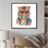 Orange Blue Tiger With Sunglasses - Tiger Fashion Wall Decor