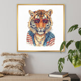 Orange Blue Tiger With Sunglasses - Tiger Fashion Wall Decor