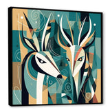 Green Beige Abstract Deer Portrait - Deer Wall Art Prints