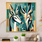 Green Beige Abstract Deer Portrait - Deer Wall Art Prints