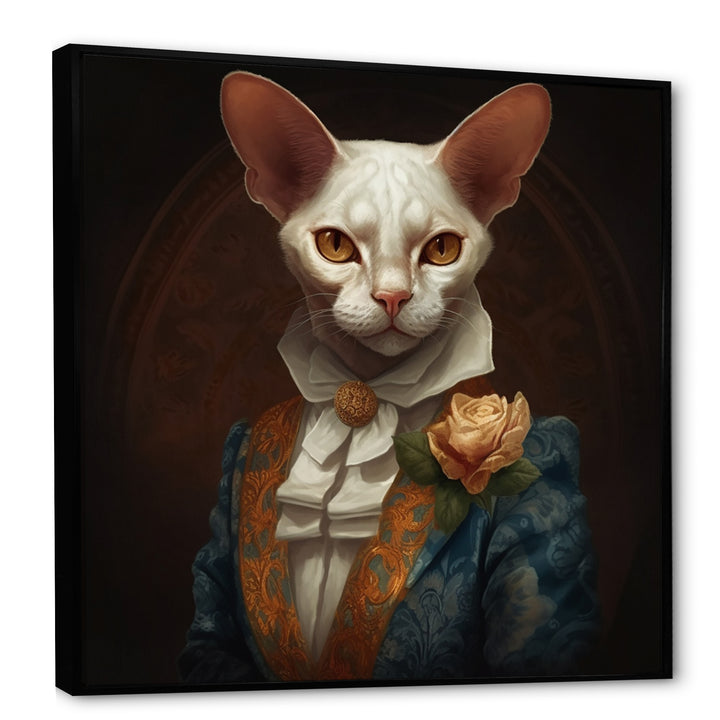 White Fancy Cat - Cat Large Canvas Wall Art