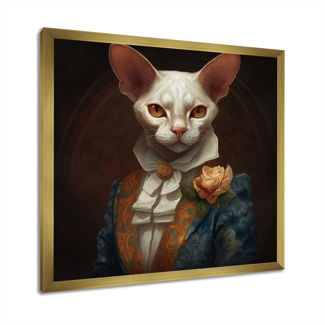 White Fancy Cat - Cat Large Canvas Wall Art