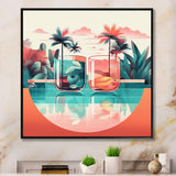 Orange Green Tropical Drinks In Paradise - Flamingo Bedroom Wall Art