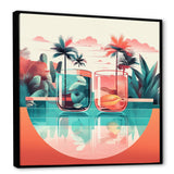 Orange Green Tropical Drinks In Paradise - Flamingo Bedroom Wall Art