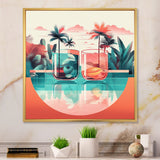 Orange Green Tropical Drinks In Paradise - Flamingo Bedroom Wall Art