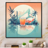 Orange Green Flamingo With A Drink - Flamingo Canvas Wall Art