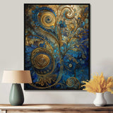 Blue And Gold Melodies Of Boho II - Geometric Canvas Wall Art