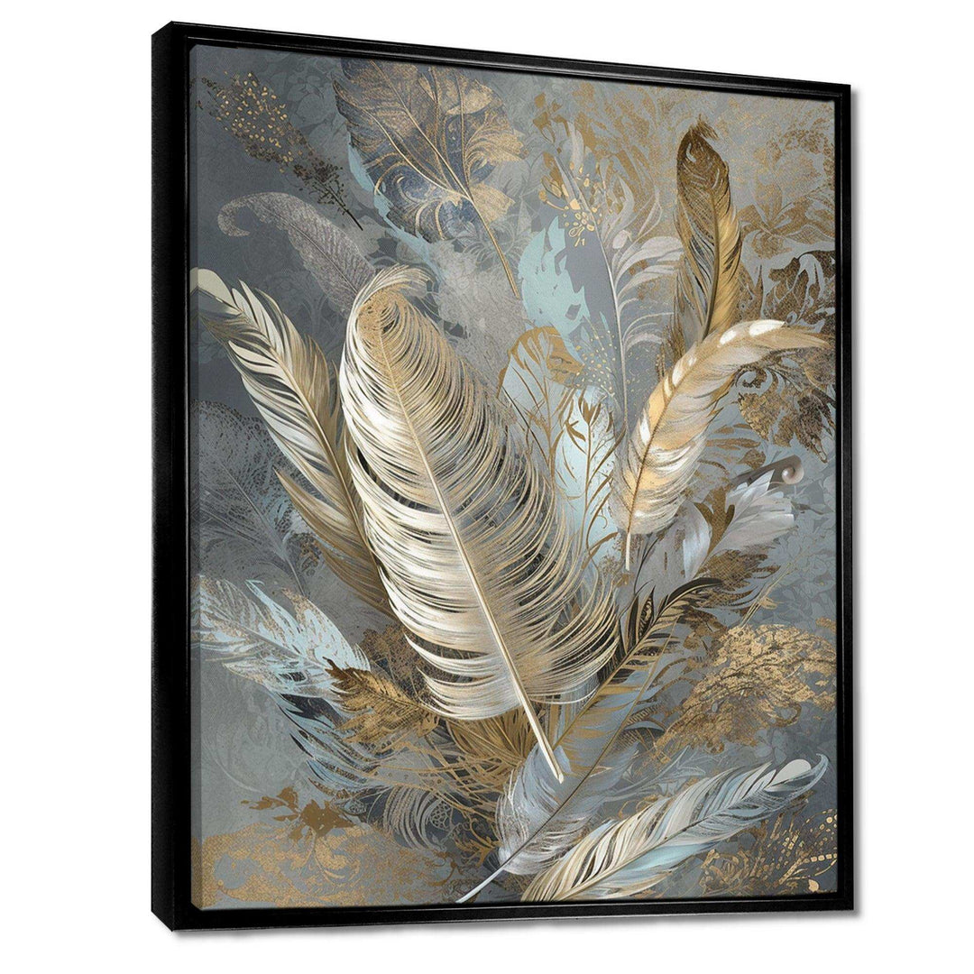 Gold Feather Extravaganza V - Floral Canvas Wall Art