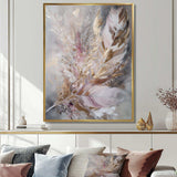 Pink Feather Boho Majesty I - Floral Canvas Wall Art