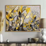 Yellow And Grey Patterns In Artistic Fusion - Geometric Canvas Wall Art