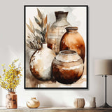 Brown And Cream Earthen Elegant Vase I - Geometric Canvas Wall Art