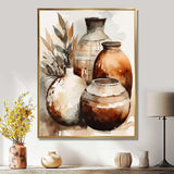 Brown And Cream Earthen Elegant Vase I - Geometric Canvas Wall Art