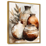 Brown And Cream Earthen Elegant Vase I - Geometric Canvas Wall Art