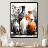 Brown And Grey Earthen Elegant Vase - Geometric Canvas Wall Art