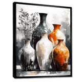 Brown And Grey Earthen Elegant Vase - Geometric Canvas Wall Art