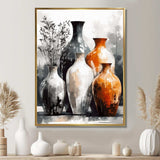 Brown And Grey Earthen Elegant Vase - Geometric Canvas Wall Art