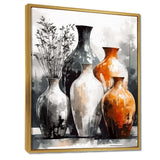 Brown And Grey Earthen Elegant Vase - Geometric Canvas Wall Art