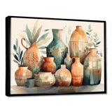 Orange And Green Soulful Ceramic Vase I - Geometric Canvas Wall Art