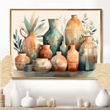 Orange And Green Soulful Ceramic Vase I - Geometric Canvas Wall Art