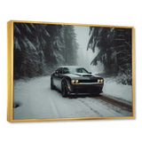 Black And White Dynamic Muscle Car - Cars American Muscle Canvas Wall Art