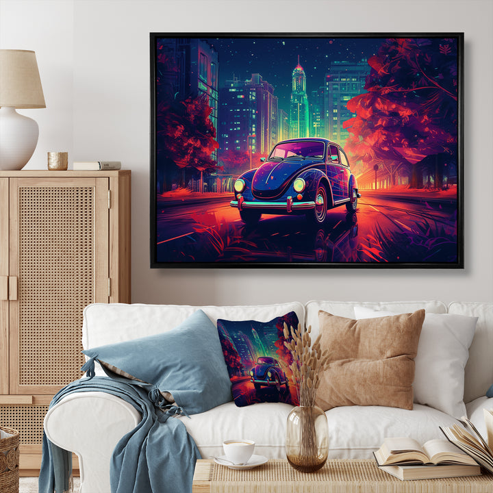 Purple And Red Muscle Car Melodies - Cars American Muscle Canvas Wall Art