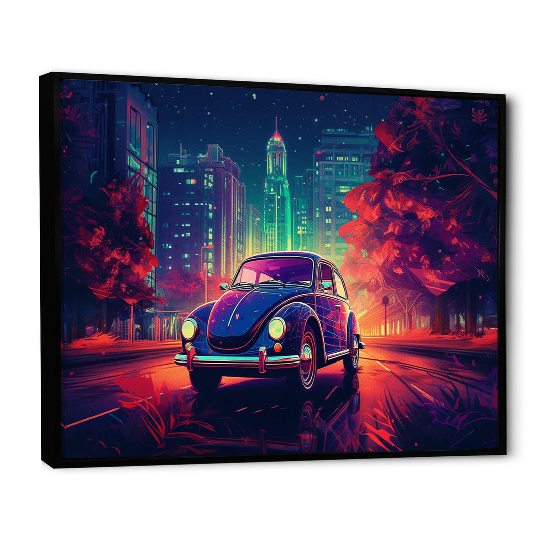Purple And Red Muscle Car Melodies - Cars American Muscle Canvas Wall Art