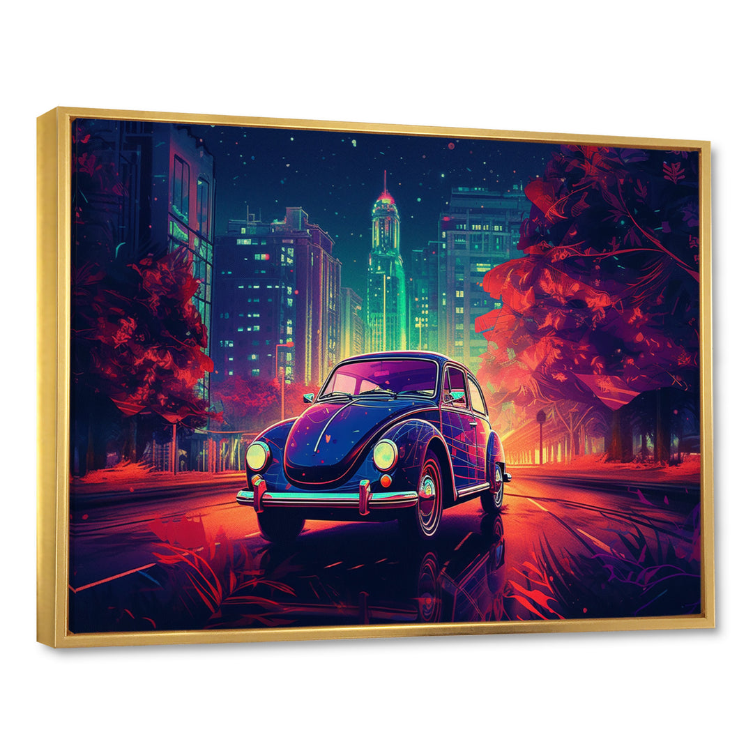 Purple And Red Muscle Car Melodies - Cars American Muscle Canvas Wall Art