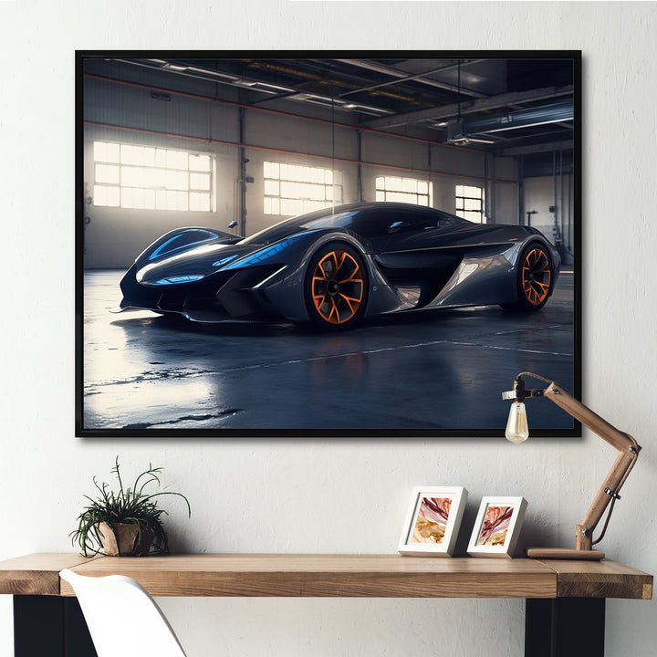 Grey And Orange Rhythms Of Horsepower - Cars American Muscle Canvas Wall Art