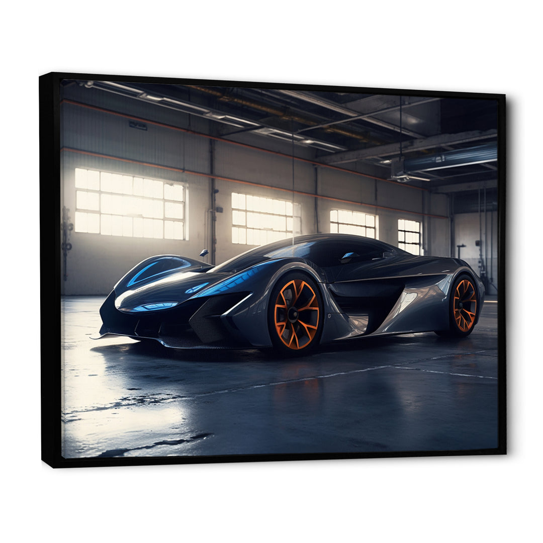 Grey And Orange Rhythms Of Horsepower - Cars American Muscle Canvas Wall Art