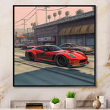 Red And Black Muscle Car Elegance - Cars American Muscle Canvas Wall Art