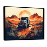 Orange And Blue Dusty Truck 53ft - Truck Trailer Canvas Wall Art