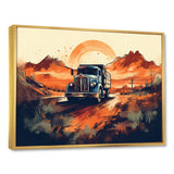 Orange And Blue Dusty Truck 53ft - Truck Trailer Canvas Wall Art