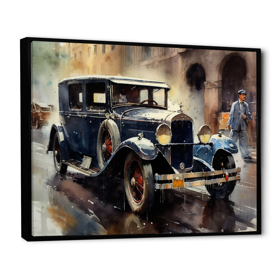 Blue And Brown Iconic Cars - Cars Retro Canvas Wall Art