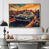 Green And Yellow Muscle Car Melodies - Cars Off-Road Canvas Wall Art