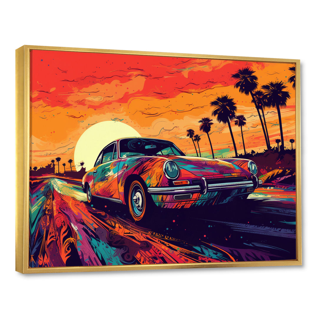 Black And Purple Muscle Car Melodies - Cars Off-Road Canvas Wall Art