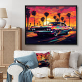 Pink And Black Muscle Car Melodies - Cars Off-Road Canvas Wall Art
