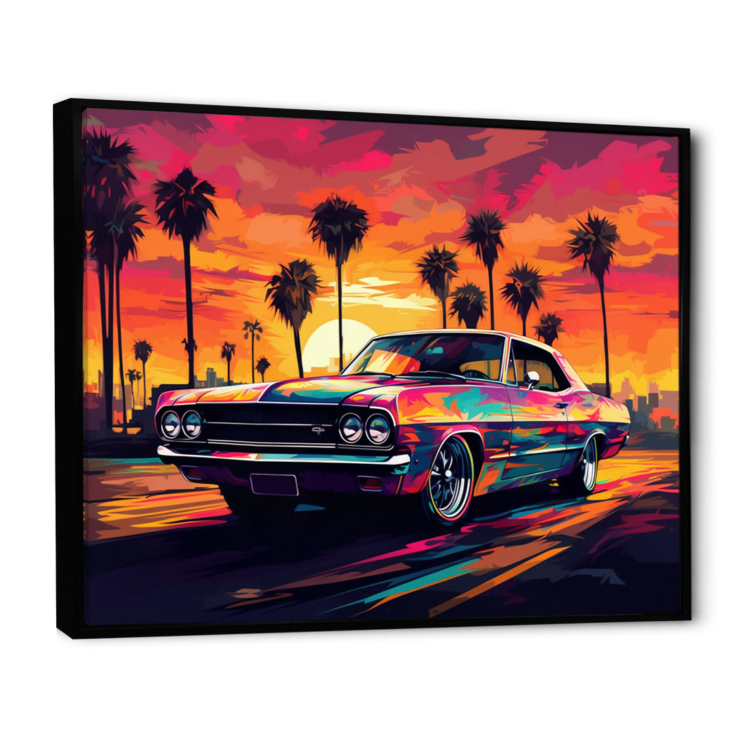 Pink And Black Muscle Car Melodies - Cars Off-Road Canvas Wall Art
