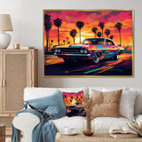 Pink And Black Muscle Car Melodies - Cars Off-Road Canvas Wall Art